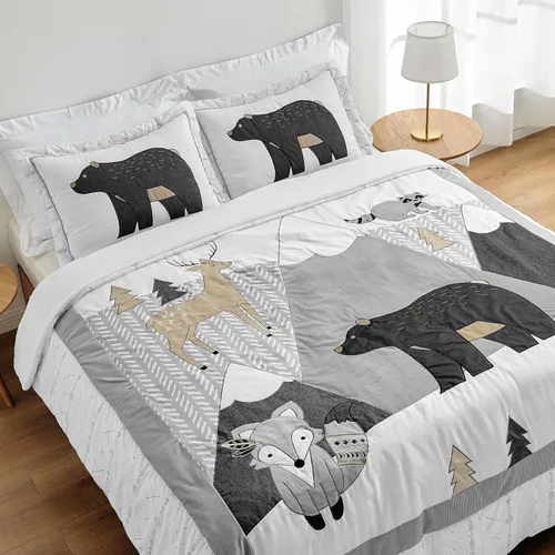 Miniatura 14 de Sweet Jojo Designs Juego de edredón de bosque forestal con animales para niños y niñas, unisex, tamaño Queen, edredón de tamaño completo para niños