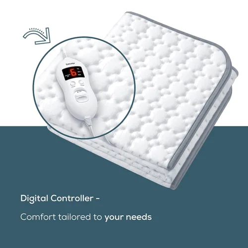 Miniatura 3 de Beurer UWB55 - Cubrecolchón térmico con 8 ajustes de temperatura y forro polar ultrasuave, 59 x 31.5 pulgadas, calentador de cama eléctrico