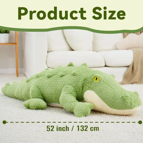 Miniatura 2 de Animales de peluche de cocodrilo gigante, animales de peluche de cocodrilo gigante, juguete de peluche de cocodrilo grande de 52 pulgadas, enorme