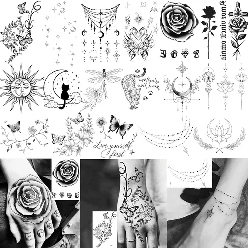 Miniatura 16 de FANRUI 24 hojas de manga de tatuaje temporal de brazo completo súper grande para hombres con 8 hojas de tatuajes temporales de manga completa