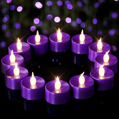 Miniatura 24 de merrynights - Velas LED sin llama, paquete de 12 velas pequeñas a pilas, velas para decoración de fiestas, hogar, bodas y otoño, 1.5 x 1.25 pulgadas