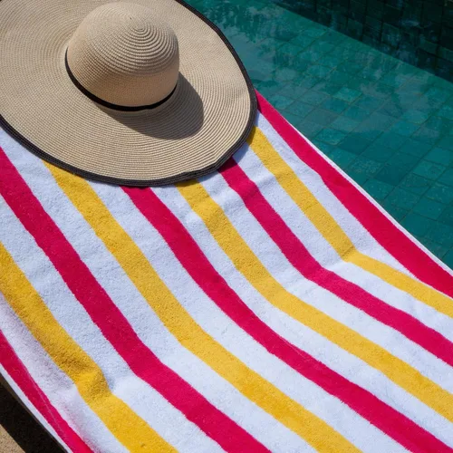 Miniatura 5 de Arkwright Cabo Cabana Stripe - Paquete de 4 toallas de algodón de rizo de algodón grandes y suaves de secado rápido para piscina, natación