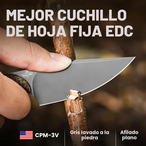 Miniatura 2 de Kizer Mini Harpoon Cuchillo de hoja fija con funda, cuchillo de caza de hoja de 3 V con mango de micarta, cuchillos pequeños EDC de hoja fija