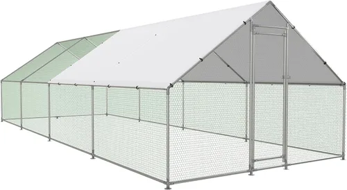 Miniatura 7 de NUGRIART Gallinero grande de metal para pollos con jaula de aves de corral de entrada con cubierta resistente al agua y anti-UV, casa para patos