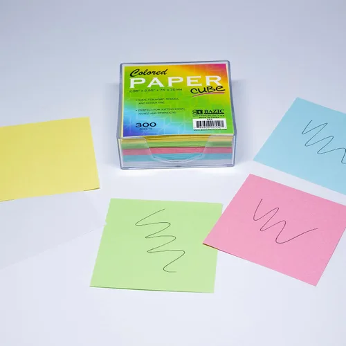 Miniatura 5 de BAZIC Products Cubo de papel de color de 300 unidades con bandeja, para escuela, oficina, hogar
