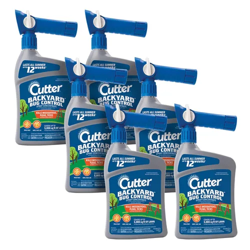 Cutter Concentrado en aerosol para control de insectos en el patio trasero (paquete de 6), mata mosquitos, pulgas y hormigas enumeradas, 32 fl oz