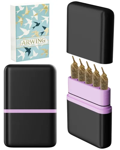 Miniatura 8 de Caja de almacenamiento con 5 agujeros a prueba de olores para conos pre-enrollados tamaño King, caja para 5 cigarrillos de tamaño regular, pequeño