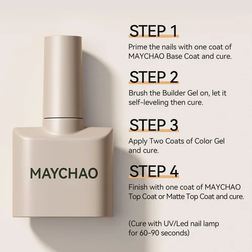 Miniatura 6 de MAYCHAO Gel constructor morado claro para uñas, fortalecedor de uñas malva de 0.5 onzas líquidas en una botella, gel duro para extensión de uñas