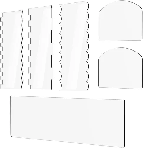 6 piezas de acrílico transparente raspador de pasteles decoración de pasteles peine borde pastel más suave raspador pastelería cortador