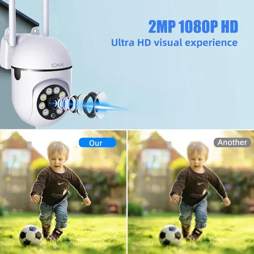 Miniatura 6 de CKK Cámara de seguridad 1080P para exteriores, 2 cámaras PTZ WiFi de 2 MP para el hogar (doble banda 2.4G/5G), panorámica/inclinación de 360°