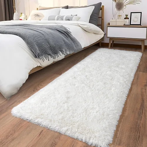 Miniatura 8 de Alfombras suaves para pasillos de dormitorio, nuevas, con parte inferior antideslizante mejorada, de 2 x 3, alfombra esponjosa y peluda verde
