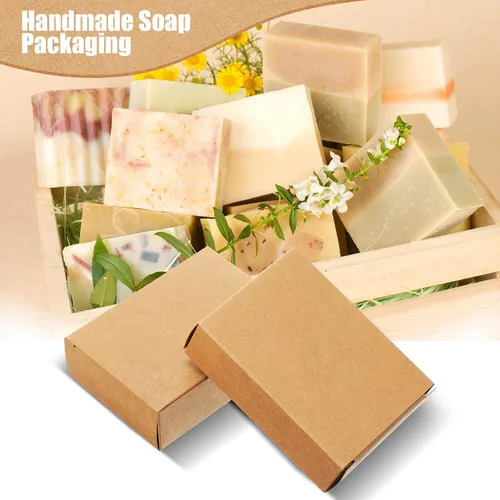 Miniatura 5 de Gersoniel 50 Cajas de Jabón de Papel Kraft Embalaje para Suministros de Fabricación de Jabón Casero para Recuerdos de Fiesta Sin Ventana Embalaje