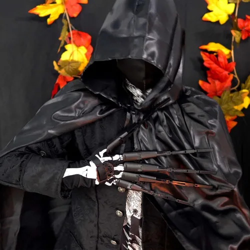 Miniatura 8 de Magoog Dedos articulados de Halloween con guantes, extensiones de dedos articuladas, mano de esqueleto espeluznante con garras de hueso, accesorios