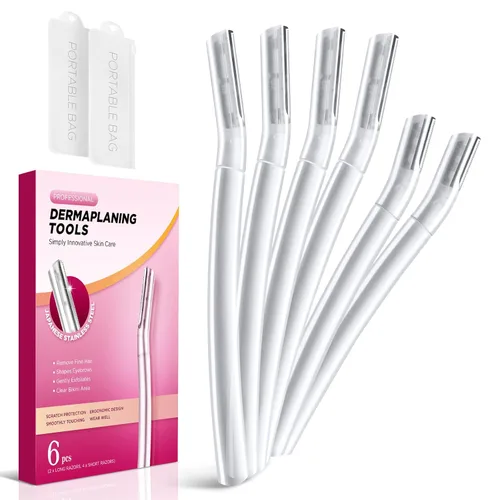 Maquinilla de Afeitar Dermaplane para Rostro de Mujer, (6 Unidades) Herramienta Profesional de Dermaplaning para Vello Facial Fino, Depilación 6