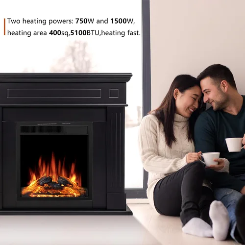 Miniatura 7 de R.W.FLAME - Chimenea eléctrica de 43" con repisa, caja de fuego envolvente de madera, soporte de TV con chimenea eléctrica de pie, control remoto