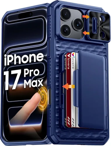 Miniatura 13 de Vizvera para iPhone 16 Pro Max Funda tipo cartera RFID [Soporte para tarjetas][Control de cámara][Cubierta de cámara] Funda protectora de silicona