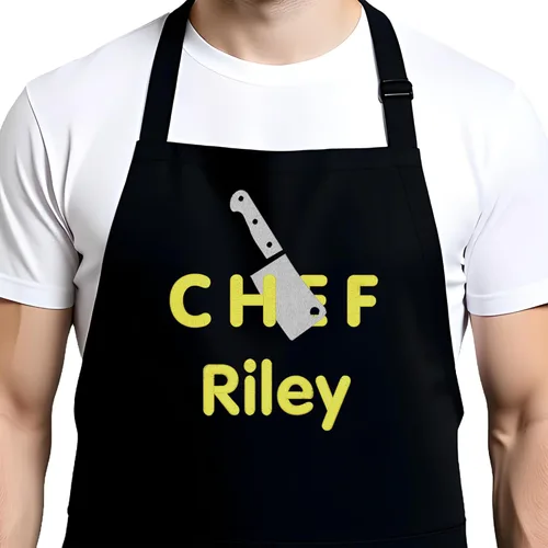 Miniatura 25 de Delantal de chef personalizado para hombres, diseño bordado personalizado, cocina profesional, barbacoa, parrilla, para papá, decorado en Estados