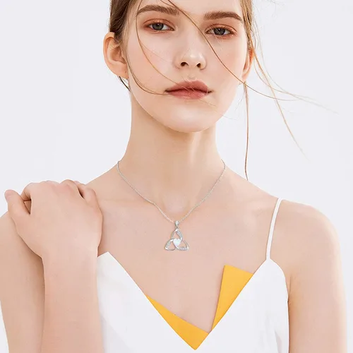 Miniatura 4 de JUSTKIDSTOY Collar celta de plata de ley 925 con nudo celta de la Trinidad de ópalo collar con colgante de ópalo de buena suerte regalos irlandeses
