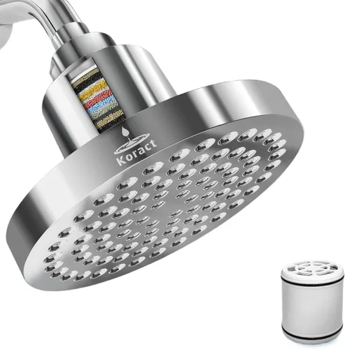 Cabezal de ducha filtrado de alta presión con filtro para suavizante de agua dura, boquillas de silicona antiobstrucción para baño, repuesto