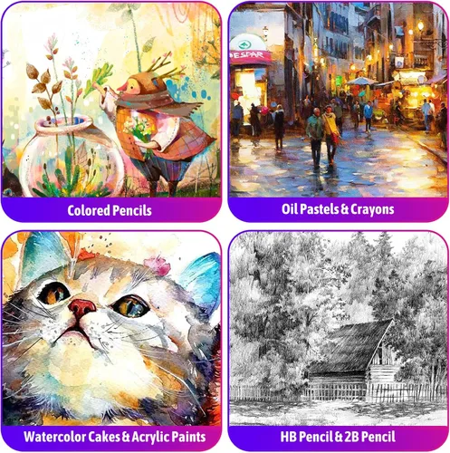 Miniatura 3 de iBayam Juego de Arte para Niños, Adolescentes, Niñas, Niños, Adultos, Caja de Regalo Deluxe de 195 Piezas con 3 Libretas de Dibujo, Lienzo A4, Kits