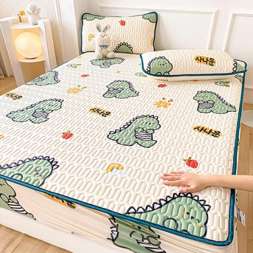 Miniatura 23 de FCLDESHOP Comfort Hotel - Sábana bajera ajustable de bolsillo profundo, juego de sábanas bajeras y fundas de almohada de seda de hielo de látex