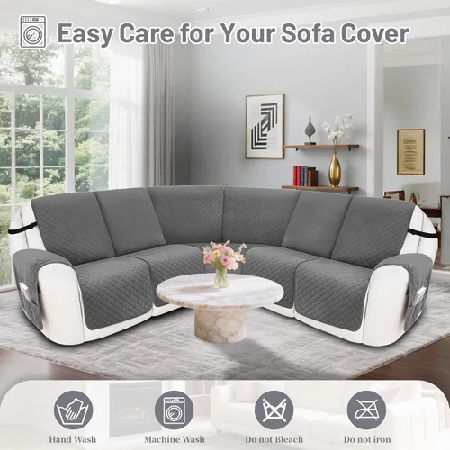 Miniatura 8 de Fundas para sofá modular reclinable, de terciopelo en forma de L, funda de consola central para perros y mascotas, lavable antideslizante, 1 funda