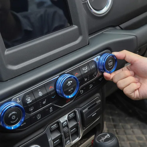 Miniatura 5 de JeCar - Cubierta de perilla de interruptor de aire acondicionado, de aleación de aluminio, compatible con Jeep Wrangler 2018-2023 JL JLU y 2020-2023