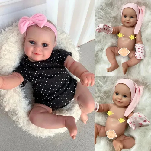 Miniatura 6 de iCradle Lovely Real Look Reborn Baby Doll Girl 20 pulgadas 19.7 in cuerpo completo suave vinilo muñeca bebé realista pintado pelo recién nacido