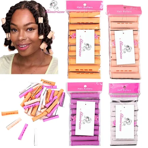 Miniatura 8 de Juego de 40 varillas permanentes para cabello natural, 4 tamaños, rodillos de ondas frías para mujeres, rizadores de cabello largo, mediano