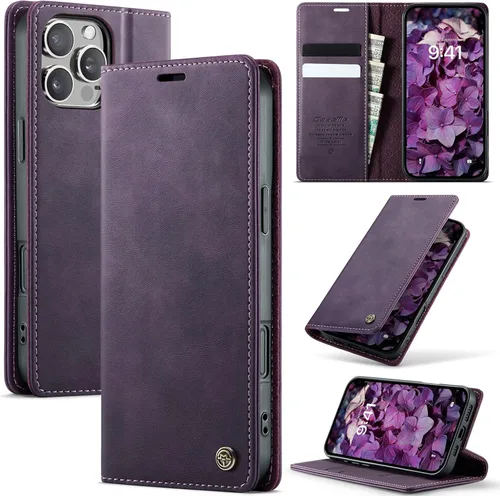 Miniatura 75 de Funda tipo cartera para iPhone 13 de piel tipo cartera con tarjetero y función atril, cierre magnético, bloqueo RFID, TPU a prueba de golpes
