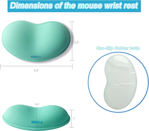Miniatura 5 de BRILA Reposamuñecas ergonómico de silicona para mouse, gel de sílice refrescante, almohadilla de soporte de muñeca de piel sintética para oficina