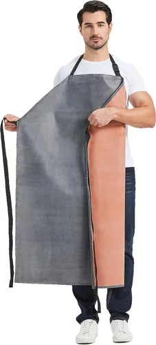 Nanxson Delantal impermeable de goma gruesa, resistente a los productos químicos, delantal resistente ajustable para lavavajillas, jardinería, Negro