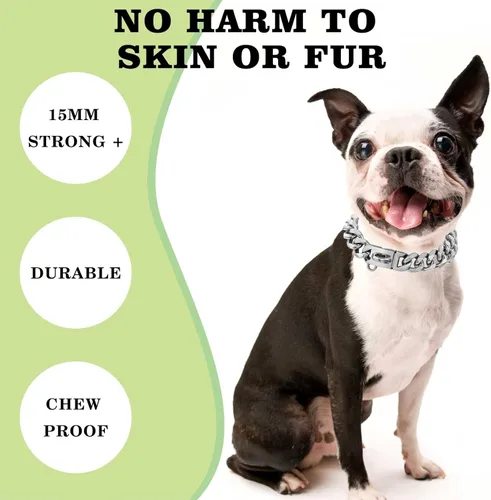 Miniatura 2 de Collares para perros de acero inoxidable plateado y dorado con cierre de seguridad, collar de cadena tipo cubano de 18 quilates para entrenamiento