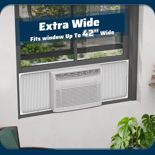 Miniatura 9 de Paneles laterales de aire acondicionado de ventana ajustables con juego de marco, paneles laterales de CA extra anchos para unidades de CA de 5000 a