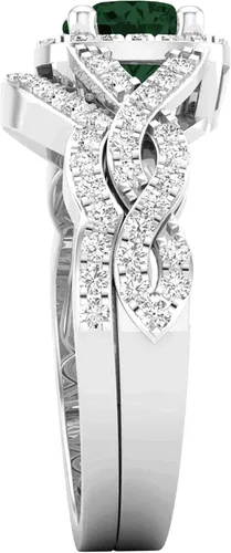 Miniatura 13 de Dazzlingrock Collection Juego de anillos de boda redondos de 0.228 in creados en laboratorio y diamantes blancos naturales para mujer