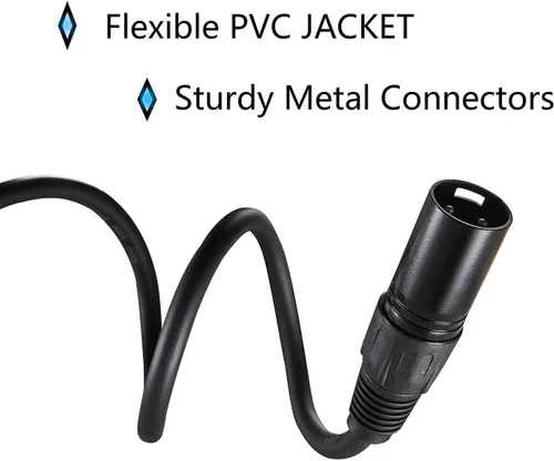 Miniatura 5 de MFL. Cable DMX flexible de 6.5 pies, señal de 3 pines, XLR macho a hembra, cable para iluminación de escenario, luces de DJ, 22 AWG, impedancia