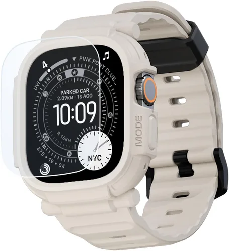 elkson Funda con Correa para Apple Watch Ultra de 49mm 3/2/1 con Protector de Pantalla de Vidrio Templado, Serie Quattro Pro Resistente para Correa