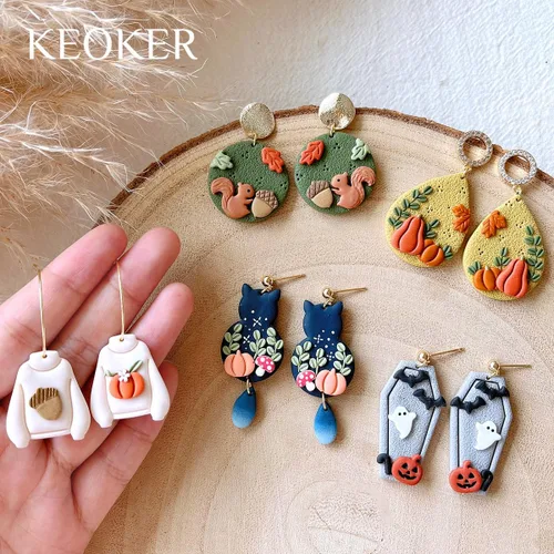 Miniatura 2 de Keoker Mini cortadores de arcilla polimérica para Halloween, mini cortadores de arcilla de otoño para hacer aretes, cortadores de aretes de arcilla