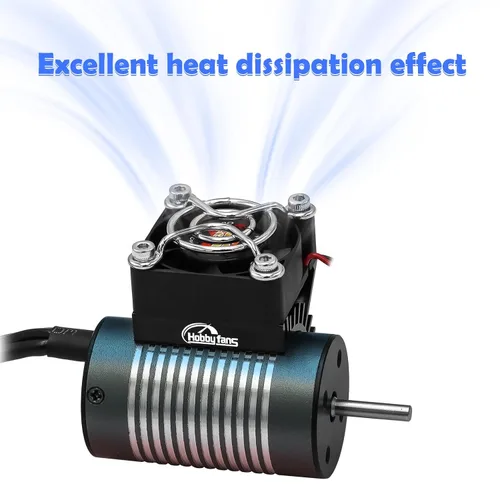 Miniatura 5 de Disipador de calor de motor RC con ventilador de enfriamiento de 5 V, apto para 370 380 390 2838 2858 2845 disipador de calor de motor sin Negro