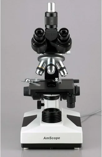 Miniatura 2 de AmScope Microscopio trinocular compuesto T490A-PCS, oculares WF10x y WF16x, aumento 40X-1600X, campo brillante, iluminación halógena, condensador