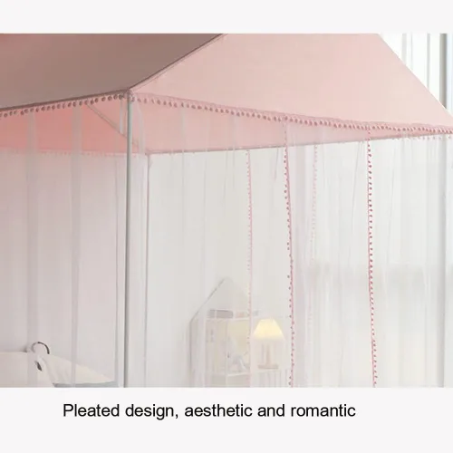 Miniatura 3 de Akiky Mosquitera para niñas con castillo de princesa pompón para interiores y exteriores, red para cama para niños, no incluye postes de cama Rosa