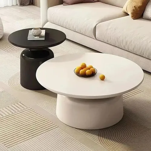 Miniatura 11 de Juego de 2 mesas de Centro redondas, mesa de Centro moderno, de Madera para sala de Estar, fácil de montar, para sala de Estar