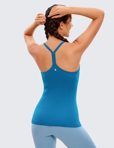 Miniatura 2 de CRZ YOGA - Camisetas deportivas para mujer, sin mangas, sin costuras, con espalda cruzada y brasier incorporado, camiseta para entrenamiento