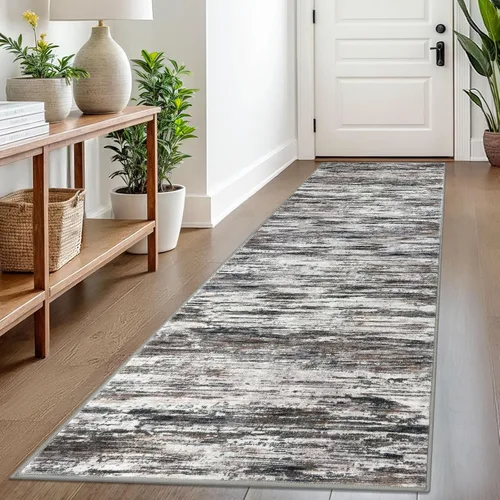 Miniatura 87 de SIILOOM 2 x 3 Alfombra moderna y abstracta para entrada, alfombra neutra azul marino gris multicolor súper suave de área pequeña, alfombras lavables