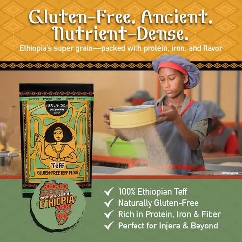 Miniatura 4 de Brundo Ethiopian Spice Company Harina de Teff sin gluten Grano de Teff etíope en polvo auténtico seleccionado y procesado Cosechado e