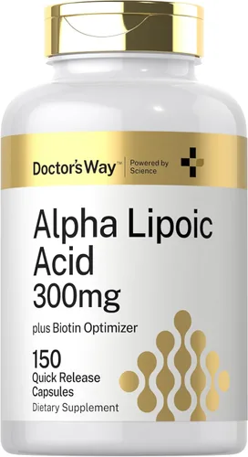 Doctor's Way Ácido alfa lipoico 300 mg | 150 cápsulas | con optimizador de biotina | Suplemento ALA | Sin OMG, sin gluten