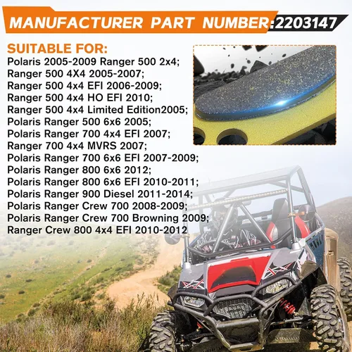 Miniatura 4 de 2203147 Ranger 500 Pastilla de freno de estacionamiento para Polaris Ranger 800 700 900 XP Crew 2X4 4X4 6X6 2005 2006 2007 2008 2009 2010 2011 2012