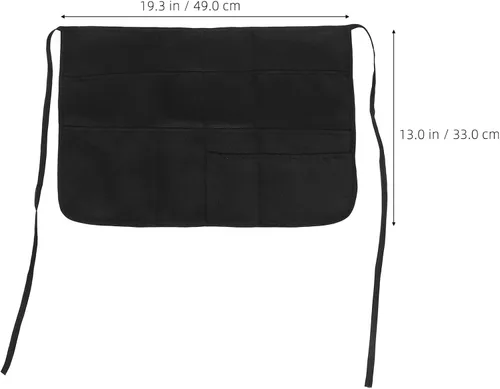 Miniatura 2 de Multi-pockets Black Polyester Cleaning Apron for Women with Waist Ties, Server and Kitchen Apron for Restaurant and Outdoor Work