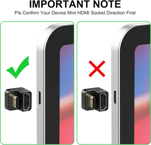 Miniatura 5 de AGVEE Paquete de 1 adaptador mini HDMI macho a HDMI hembra en ángulo de 180 grados, en forma de U 4K @60HZ, convertidor de conector extensor