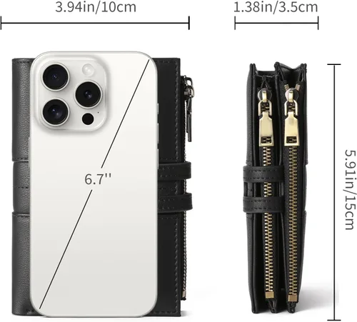 Miniatura 3 de GAEKEAO - Cartera pequeña para mujer de cuero con bloqueo RFID, cartera de tres cuerpos, tarjetero para tarjetas de crédito, tarjetero con ventana